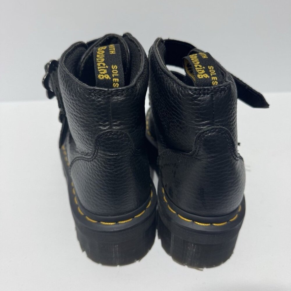 Dr Martens Womens Devon Flower Buckle Boots Black Size 7 M - Picture 4 of 5